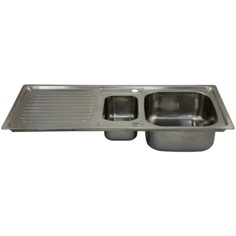 Lavello in acciaio inox di KuKoo con kit di scarico incluso: robusto, elegante e facile da installare, reversibile per adattarsi alle tue esigenze di cucina (1/5)