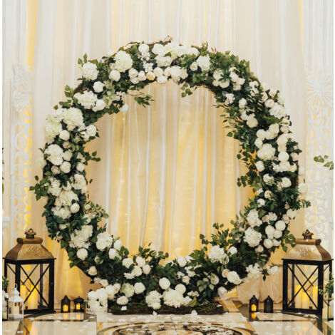 Arco Decorativo per Matrimoni Argento & 1 x Salice Piangente LED Bianco -  180cm