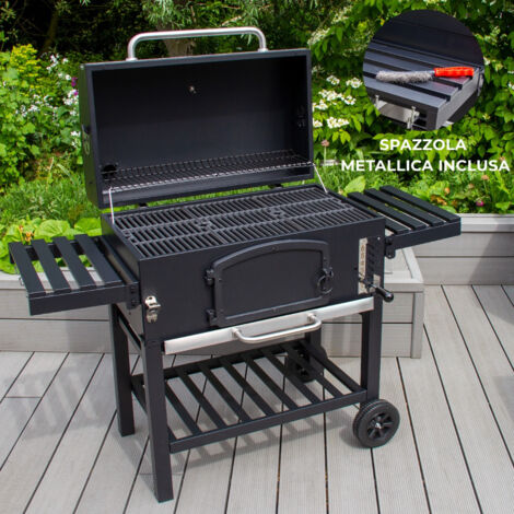 Barbecue A Carbonella Portatile Barbecue Affumicatore CosmoGrill XXL A Carbone - Portatile, Con Ruote, Area Cottura 72x42 Cm Barbecue A Gas 3 Fuochi - Foto 14