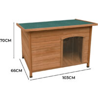 CUCIA CANI LEGNO ABETE 70x103x66cm - Casa Per Cani Media Taglia Con Tetto Apribile - Foto 3