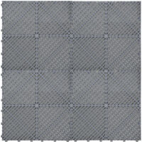Piastrelle a incastro modulari ventilate in polipropilene Grigio 3,2m x 6m, antiscivolo, resistenti alle intemperie, 120 pezzi con bordi, capacità 5 tonnellate, ideale per garage e officine.