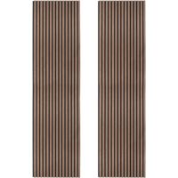 Coppia di Pannelli Fonoassorbenti con Doghe Noce Scuro Lusso 3D Moderno Decorativo per Interni Pareti o Soffitti 2400mm x 600mm Retro in Feltro Assorbimento Acustico Installazione Facile Kit Incluso