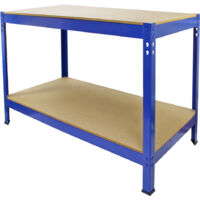 Tavolo da Lavoro In Acciaio Senza Bulloni Q-Rax Blu Largo 120cm per Officina