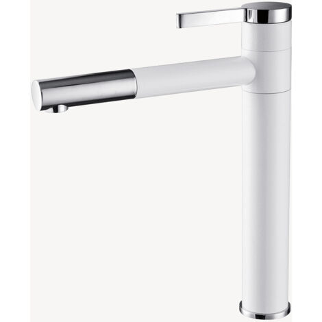 Mezclador monomando de lavabo blanco y cromado - Graffias (1/6)