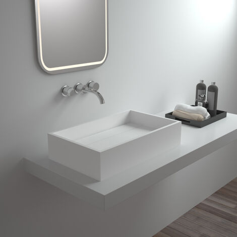 Lavabo rectangular independiente Blanco mate - Shanga1
