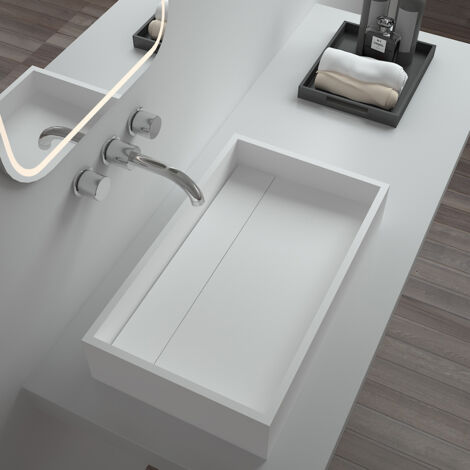 Lavabo rectangular independiente Blanco mate - Shanga1