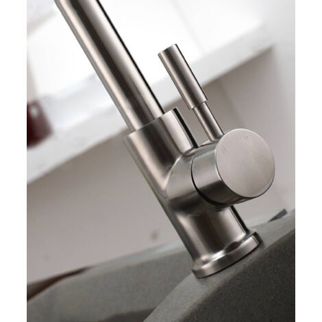 Grifo de cocina con caño superior giratorio - níquel cepillado