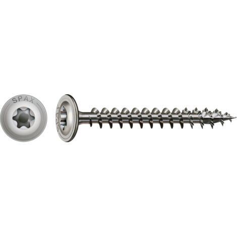 SPAX HI.FORCE, 8 x 50 mm, 50 Stück, Vollgewinde, Tellerkopf, T-STAR plus T40, 4CUT, Edelstahl rostfrei A2 - 0257000800505