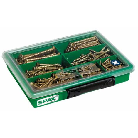 SPAX Sortiment klein, Schrauben-Set mit 7 Abmessungen, 245 Stück, Senkkopf, Kreuzschlitz Z, YELLOX - 4000001991039