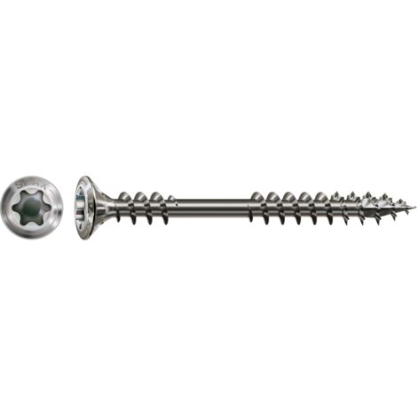 SPAX Fassadenschraube, 4,5 x 50 mm, 200 Stück, Fixiergewinde, Linsensenkkopf, T-STAR plus T20, 4CUT - 25470004505022