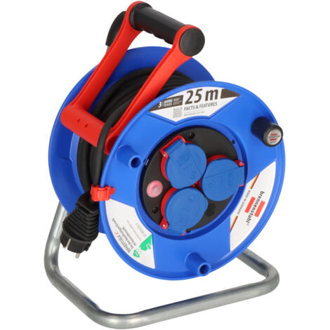 Electraline Kabeltrommel 25m IP44 – Outdoor Geeignet Bis -35°C, 4 Steckdosen, Spezialkabel 3G1.5