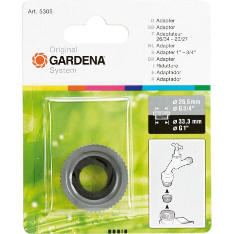 Gardena – Adapter 33,3 mm (G 1) auf 26,5 mm (G 3/4) – Übergang für Bewässerungssysteme – Hochwertige Verbindungstechnik – Artikelnummer 05305-20 (1/3)
