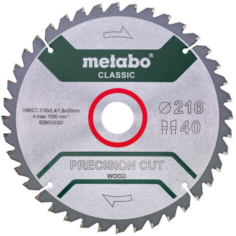 Metabo PRECISION CUT WOOD CLASSIC 628652000 Kreissägeblatt 216 x 30 x 1.8 mm Zähneanzahl: 40 1 St.
