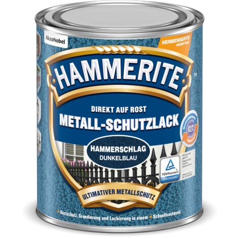 Hammerite Metallschutzlack Hammerschlag, 3in1- Rostschutz, Dunkelblau, 750 ml
