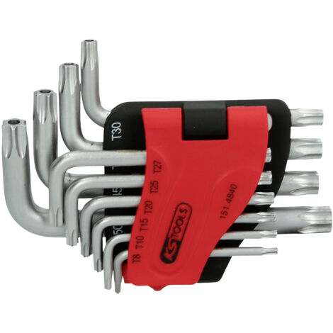 KS Tools Torx-Winkelstiftschlüssel-Satz mit Bohrung, kurz, 10-tlg, TB8-TB50 - 151.4840