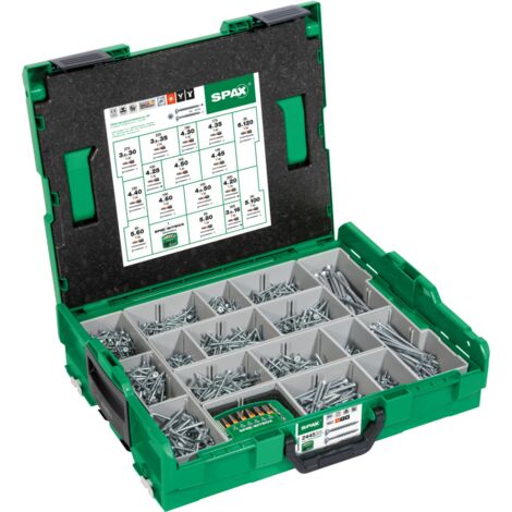 SPAX Montagekoffer L-BOXX, 1 Stück, Schraubenset mit 16 Abmessungen, Senkkopf, T-STAR plus, 4CUT, WIROX - 5000009161019