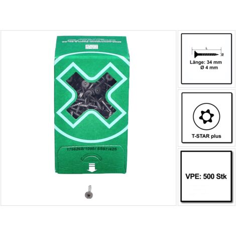 SPAX Schieferschraube, 4 x 34 mm, 500 Stück, Teilgewinde, Spezialkopf, T-Star plus T20, 4CUT - 35704015801001 (1/5)