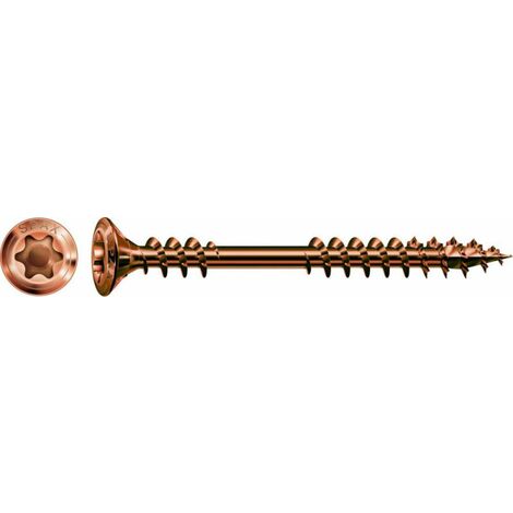 SPAX Fassadenschraube, 4,5 x 60 mm, 400 Stück, Fixiergewinde, Linsensenkkopf, T-STAR plus T20, 4CUT antik - 4547140450609 (1/3)