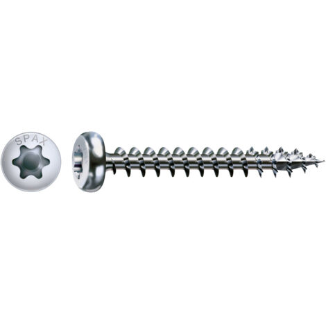 SPAX Universalschraube, 4 x 40 mm, 500 Stück, Vollgewinde, Halbrundkopf, T-STAR plus T20, 4CUT, WIROX - 0201010400405