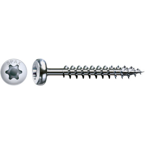 SPAX Universalschraube, 5 x 80 mm, 200 Stück, Vollgewinde, Halbrundkopf, T-STAR plus T20, 4CUT, WIROX - 0201010500805