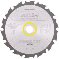 METABO Sägeblatt "power cut wood - professional", 165x2,0/1,2x20 Z14 FZ/FA 10° (628292000)