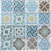 Blue Patterned Glass Mosaic Tile Square Meter (MT0179)