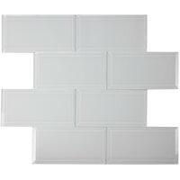 10 Pack of Super White Bevelled Glass Subway Tile 100 x 200mm (MT0189)