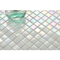 Iridescent White Vitreous Glass Mosaic Tiles Sheets Swimming Pool Shower MT0131