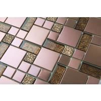 Gold Foil Glass & Brushed Copper Effect Stainless Steel Mosaic Tiles (MT0165)