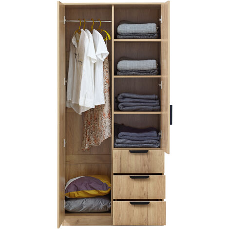 Kleiderschrank Eiselfing 176x80x52 cm 3 Schubladen [en.casa]