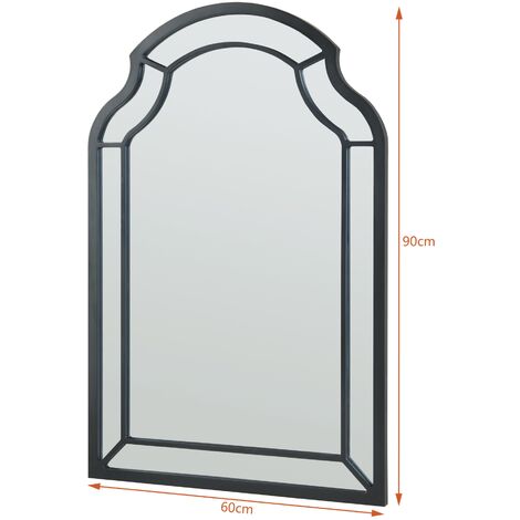 En.casa Wandspiegel Puolanka – Schwarz, 90 X 60 Cm, Mit MDF-Rahmen, Für Flur, Bad, Wohnzimmer, Inkl. Montagematerial