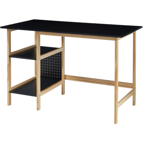 Schreibtisch Dønna 120x60x75cm Schwarz/Holzfarben [en.casa]