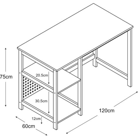 Schreibtisch Dønna 120x60x75cm Schwarz/Holzfarben [en.casa]