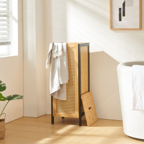 Wschekorb Tervola 51 L Schwarz/Bambus [en.casa]
