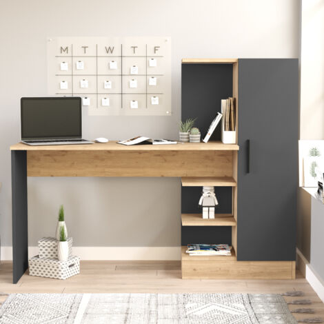 Vida Designs Otley Computertisch Mit Regalen Und 2 Schubladen, Home Office PC/Laptop Gaming