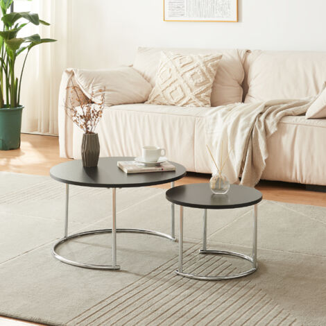 Couchtisch Christchurch 2er Set Schwarz/Chrom [en.casa]