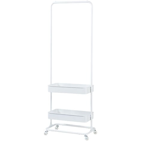 Rollbarer Garderobenständer Kumad 175x58x36 cm Weiß [en.casa]