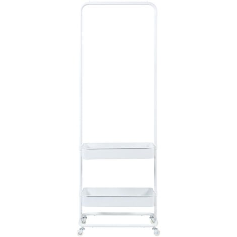 Rollbarer Garderobenständer Kumad 175x58x36 cm Weiß [en.casa]
