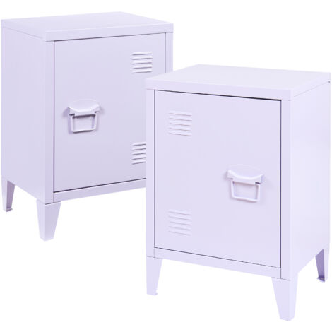 En.casa Nachtschrank Set 2-tlg. Schwarz - 82x35x35 Cm, Abschließbar Mit Tür, Metall