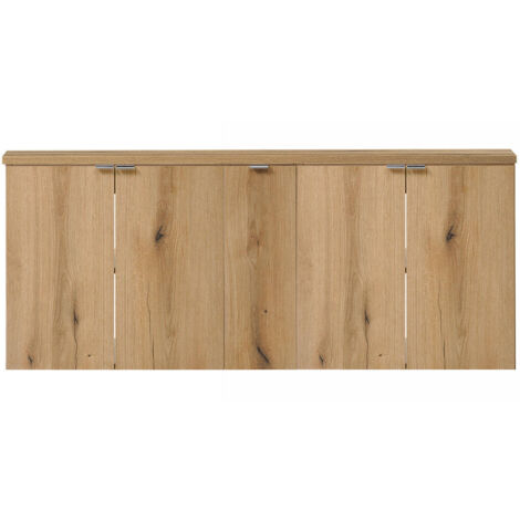 Doppelwaschtisch Skelbolu 140x60x40 cm mit 5 Türen Eiche [en.casa] (1/5)