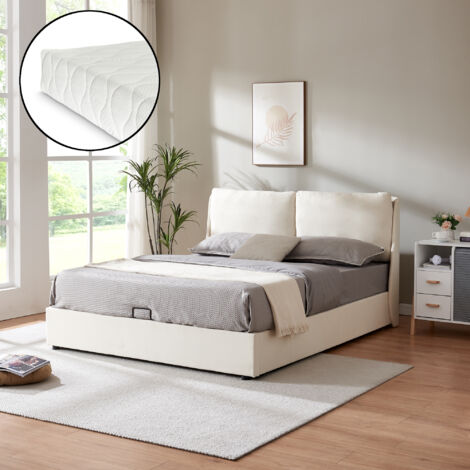 Polsterbett Lunner mit Matratze 140x200 cm Beige [en.casa] (1/5)