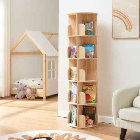 Drehbares Bücherregal Chasek 157x44 cm Kiefernholz Natur [en.casa]