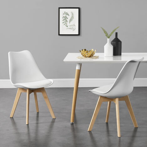 en.casa 6x Design Stühle Weiß Esszimmer Stuhl Kunststoff Skandinavisch Set 