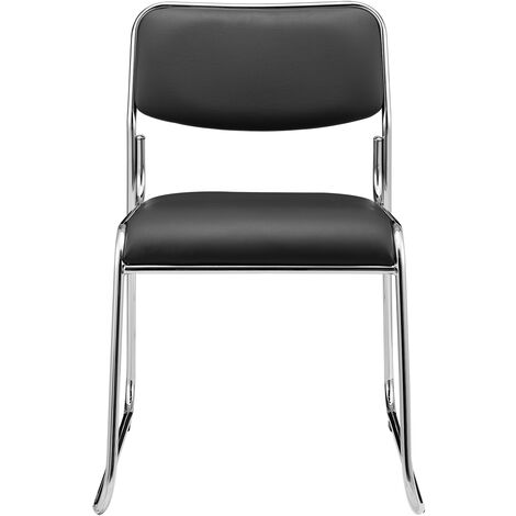 pro.tec 4x ® Design Besucherstuhl Konferenzstuhl Kunst-Leder Schwarz Büro Stuhl 