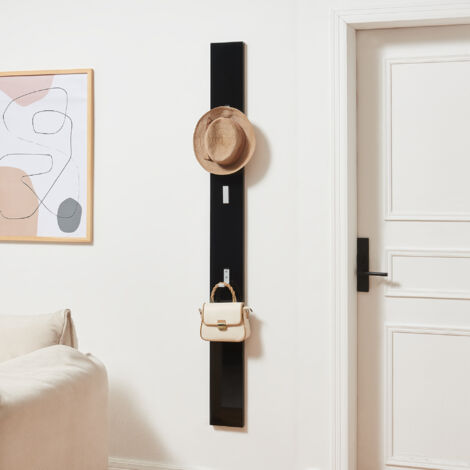 Wandgarderobe Hansnes mit 3 Klapphaken 165 cm Schwarz [en.casa]