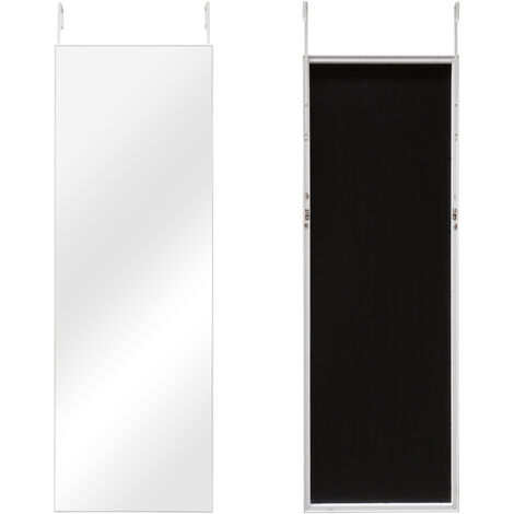 [en.casa] Türspiegel Lesina Ganzkörperspiegel 120 x 40 cm Hängespiegel  Ankleidespiegel Garderobenspiegel Inkl. 2 Haken zum Einhängen Weiß