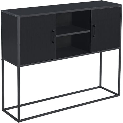 Sideboard Motala mit Ablage und Schranktüren Schwarz [en.casa]