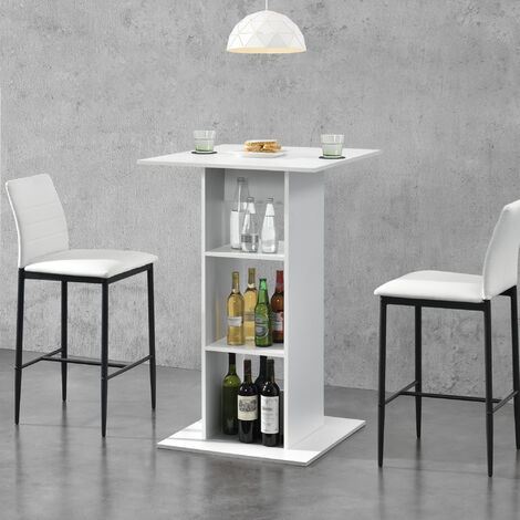 Bartisch Visby 110x70x70 cm mit 3 Regalfächern Weiß en.casa (1/5)