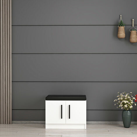 LFGUIZO Schuhbank Mit Sitz - Boho Schuhschrank 90cm Mit 2 Türen & Schublade