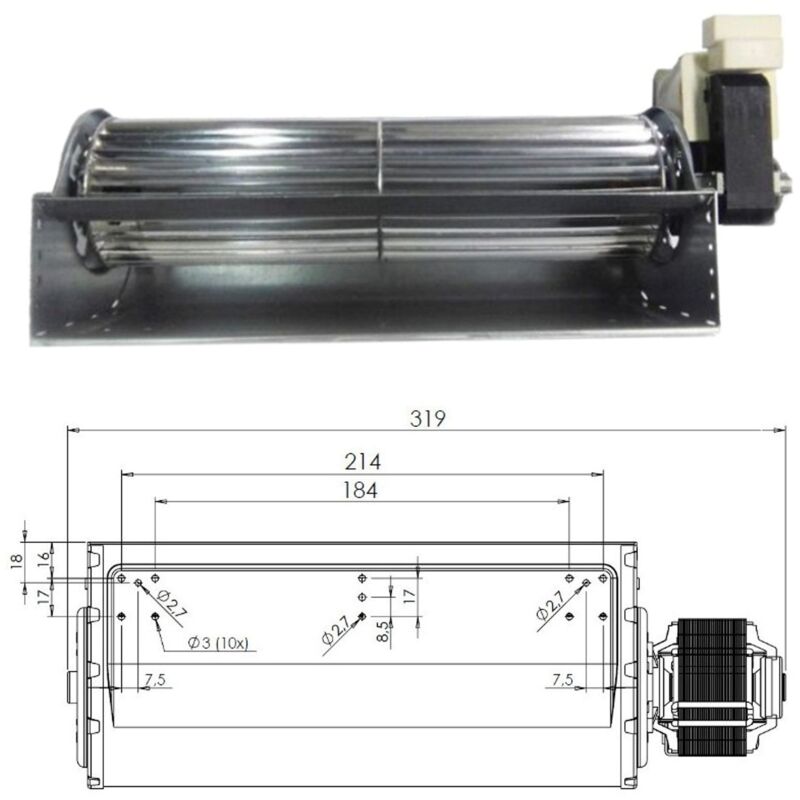 Ventilatore Tangenziale Per Stufa A Pellet – TRIAL THS24B5-011, Diametro 65 Mm, 44W, Compatibile Con ECOTECK, FERROLI, RAVELLI E Altri